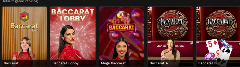 Tables de baccarat en direct BangaWin : Baccarat, Baccarat Lobby et Mega Baccarat